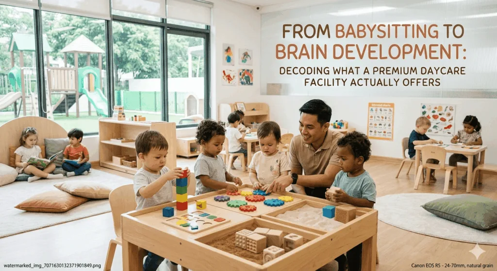 Children participating in interactive learning activities inside a modern daycare facility designed to support early childhood development and play-based education in Surrey, BC.